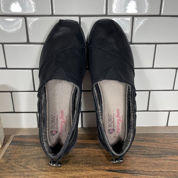 Skechers BOBS Chill Luxe Buttoned Up Womens Size 6.5 Shoes Black Comfort Flat - Picture 6 of 12